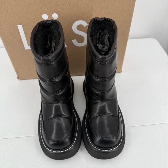 NEW LAST Fergie Leather Warm Lining Black Snow Boots Bootie Size EU 36 - Picture 2 of 9